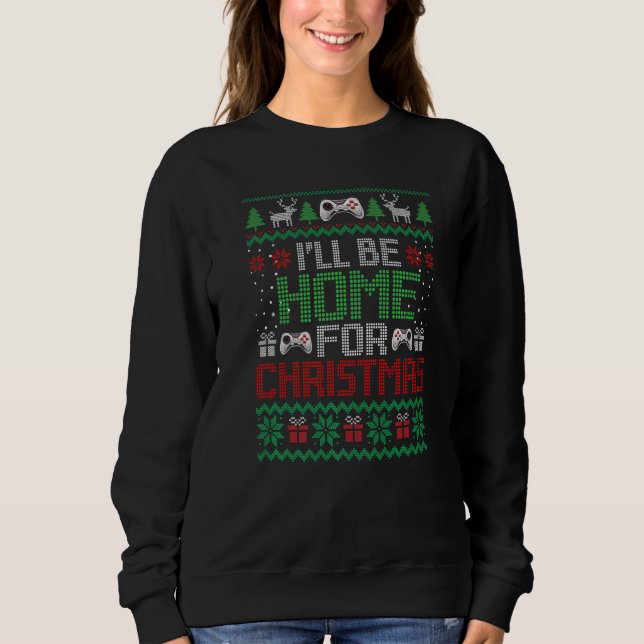 Sudadera Ugly Xmas I'll Be Home For Christmas Video Game (Anverso)