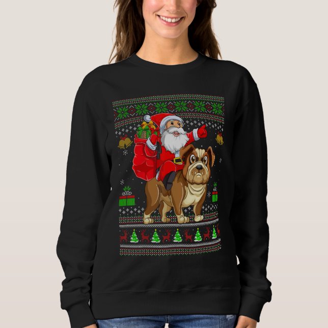 Sudadera Ugly Xmas Santa Riding Bulldog Christmas (Anverso)