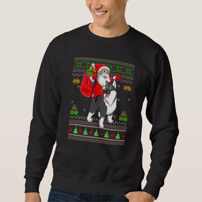 Sudadera Ugly Xmas Santa Riding Malamute Dog Christmas (Anverso)