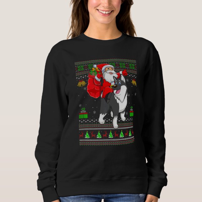 Sudadera Ugly Xmas Santa Riding Malamute Dog Christmas (Anverso)