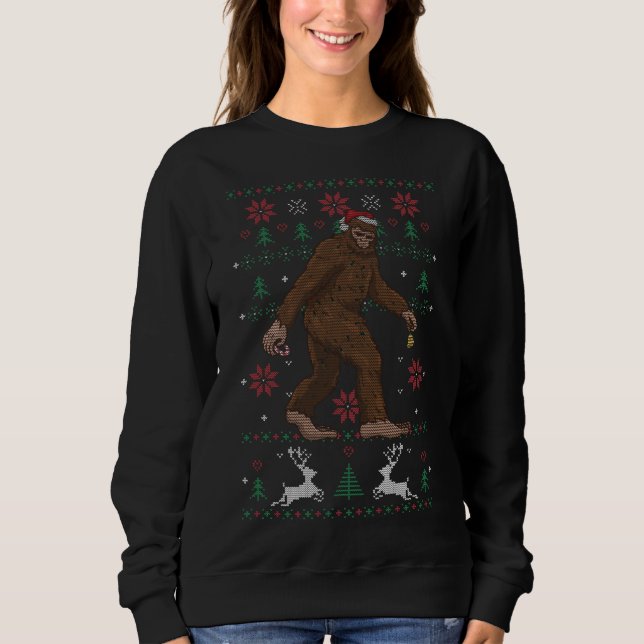 Sudadera Ugly Xmas Tree Cryptid Sasquatch Navidades de pie  (Anverso)