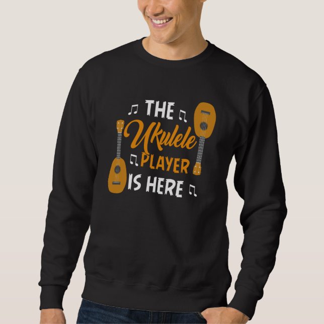 Sudadera Ukulele Player Here Guitar Hawaiian Music Players  (Anverso)