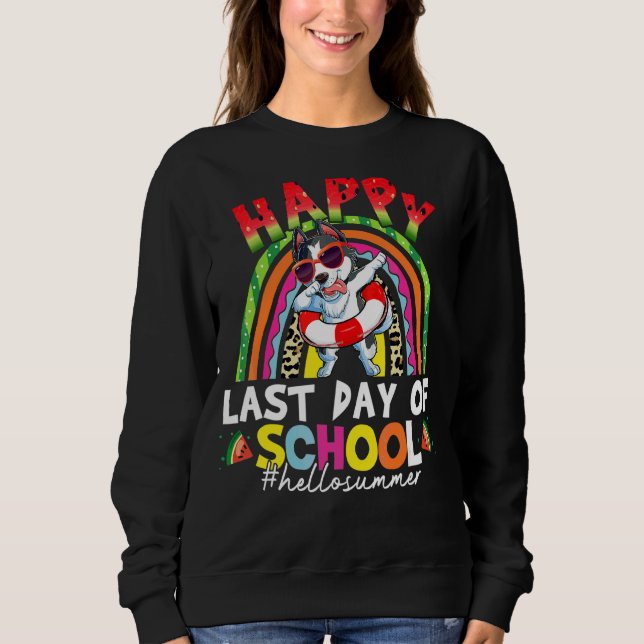 Sudadera Último Día De La Escuela Siberian Husky Dabbing Su (Anverso)