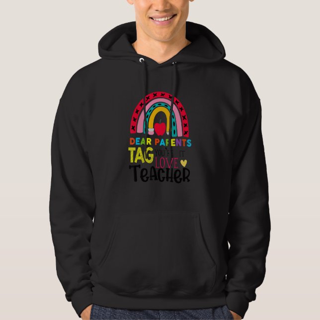 Sudadera Último día de padres queridos etiqueta te encanta  (Anverso)