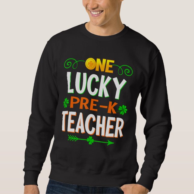 Sudadera Un afortunado predocente leopardo St Patricku2019s (Anverso)