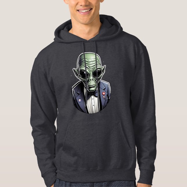 Sudadera Un alien vestido con traje. (Anverso)