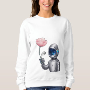 Sudadera Un astronauta robot sostiene una flor, con estrell