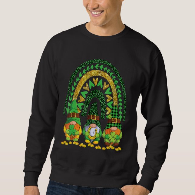 Sudadera Un bonito y afortunado Gnome irlandés arcoiris fel (Anverso)