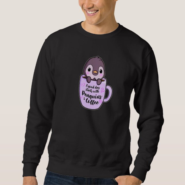 Sudadera Un Buen Día Con Café Y Pingüino (Anverso)