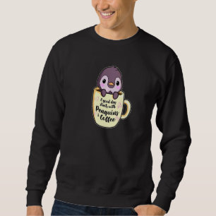 Sudadera Un Buen Día Con Café Y Pingüinos 3