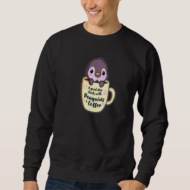Sudadera Un Buen Día Con Café Y Pingüinos 3 (Anverso)