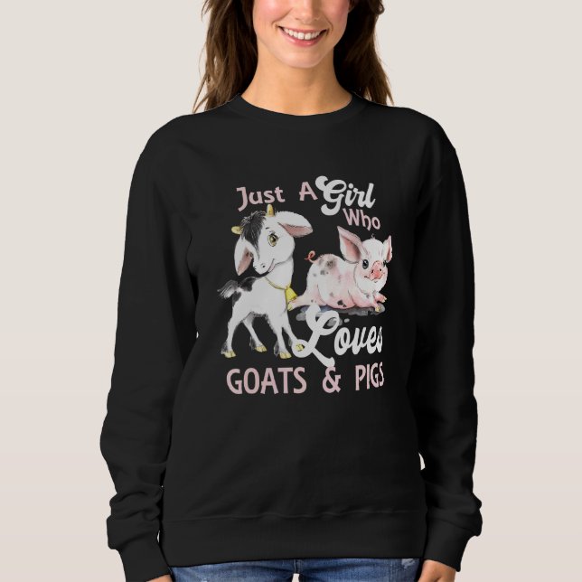 Sudadera Un Chica que ama a las cabras de animales de granj (Anverso)