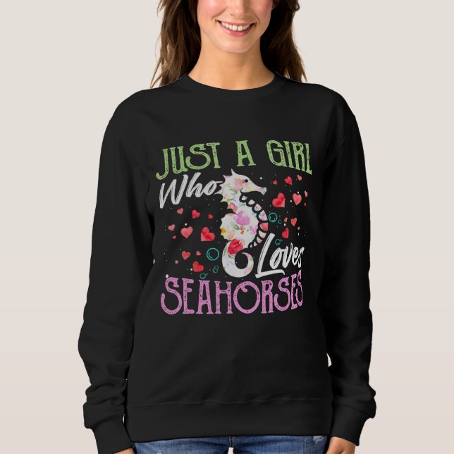 Sudadera Un Chica que ama a los caballitos de mar frente a  (Anverso)
