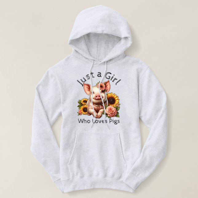 Sudadera Un Chica Que Ama A Los Cerdos (Diseño del anverso)
