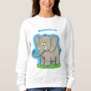 Sudadera Un extraño elefante gracioso con un pájaro en el p