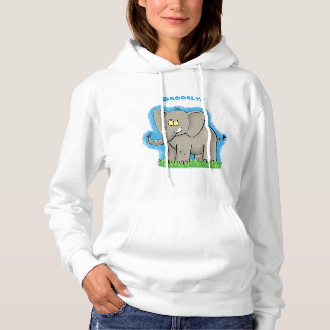 Sudadera Un extraño elefante gracioso con un pájaro en el p (Anverso)