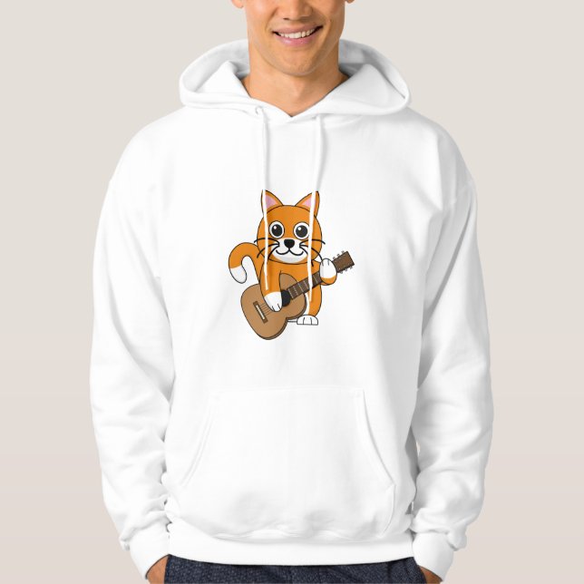 Sudadera Un gato blanco Naranja lindo tocando Personalizado (Anverso)