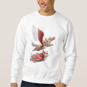 Sudadera Un gato con alas volando como un pájaro.