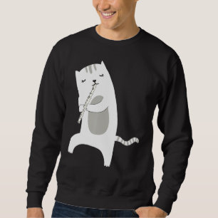 Sudadera Un gato divertido jugando flauta instrumentos musi