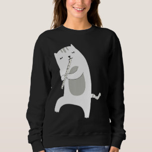Sudadera Un gato divertido jugando flauta instrumentos musi