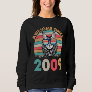 Sudadera Un Gato Increíble Desde 2009 Feliz Cumpleaños Para