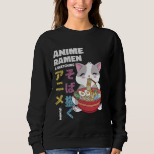 Sudadera Un gato lindo comiendo Ramen
