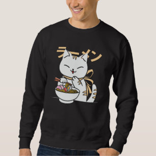 Sudadera Un gato lindo comiendo Ramen Regalo para Cat & R