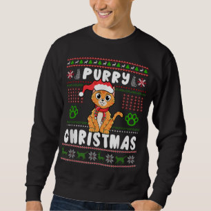 Sudadera Un gato lindo con santa claus en los navidades púr