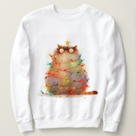 Sudadera Un Gato Loco En Navidades Enciende Divertidos Cami