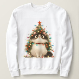 Sudadera Un Gato Loco En Navidades Enciende Divertidos Cami