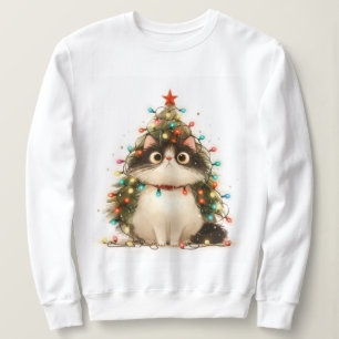 Sudadera Un Gato Loco En Navidades Enciende Divertidos Cami
