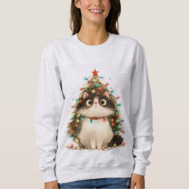 Sudadera Un Gato Loco En Navidades Enciende Divertidos Cami