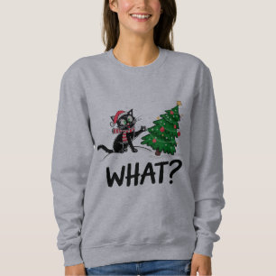 Sudadera Un gato negro gracioso que le da prisa al gato del