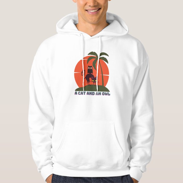 Sudadera Un gato y una puesta de sol de búho (Anverso)