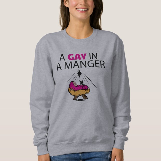 Sudadera Un gay en una camiseta de Navidad del pesebre (Anverso)