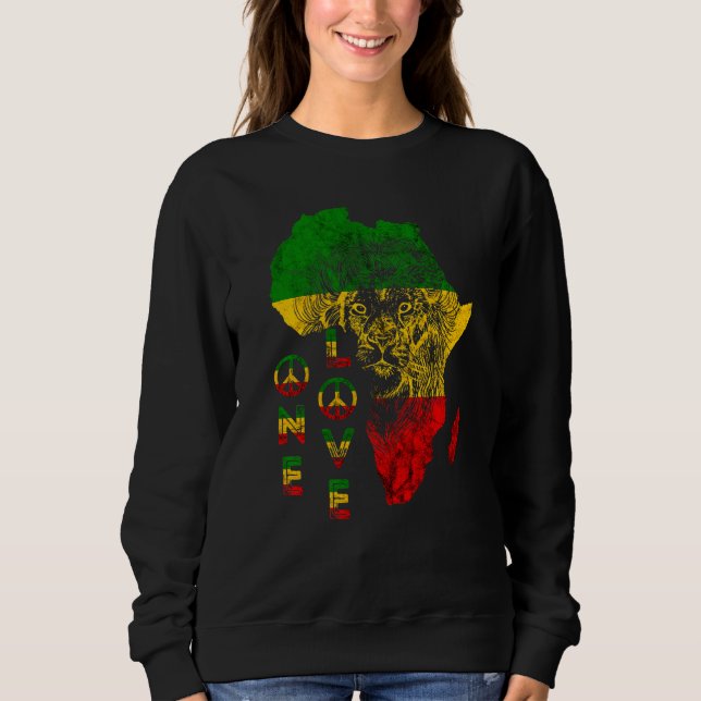 Sudadera Un León De Amor Rasta Reggae Africa Mapa De León D (Anverso)
