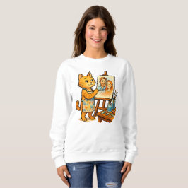 Sudadera Un lindo gato pinta un retrato de su familia T-Shi