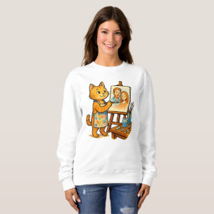 Sudadera Un lindo gato pinta un retrato de su familia T-Shi