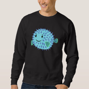 Sudadera Un lindo pez globo pequeño nada hacia ti y se ríe