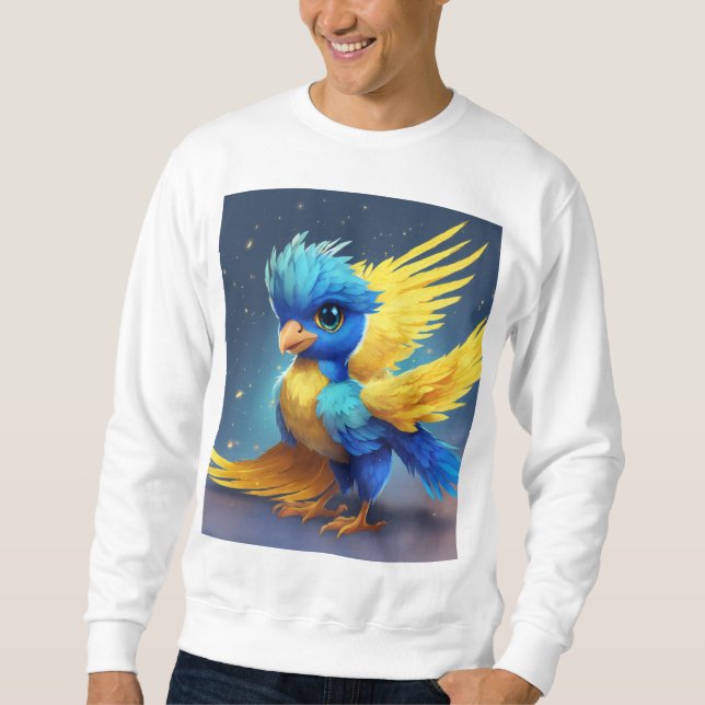 Sudadera Un lindo Phoenix bebé con plumas azules y amarilla (Anverso)