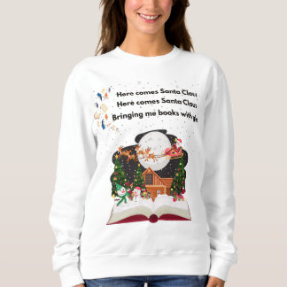 Sudadera Un lindo Santa entregando libros para la camiseta 