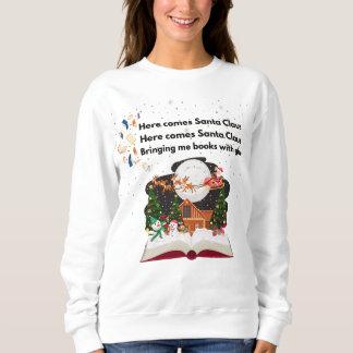 Sudadera Un lindo Santa entregando libros para la camiseta 