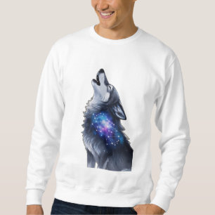 Sudadera Un lobo aullando en una galaxia estrellada