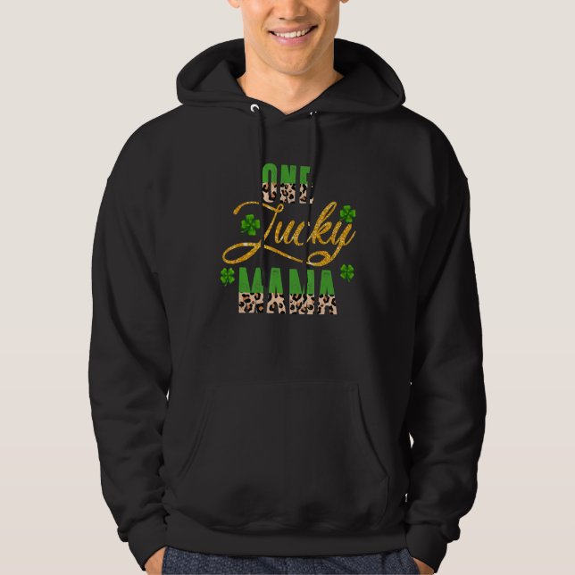 Sudadera Un Lucky Mama Leopardo Shamrock Happy St Patrick S (Anverso)