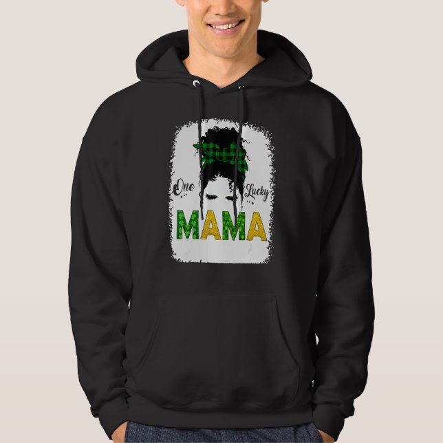 Sudadera Un Lucky Mama Messy Bun Leopard St Patrick S Day (Anverso)