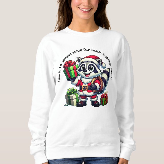 Sudadera Un mapache festivo que trae alegría con regalos na (Anverso)