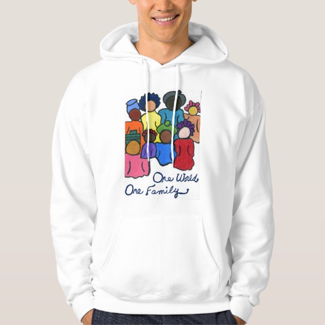 Sudadera Un mundo, una familia multicultural de doble lado (Anverso)