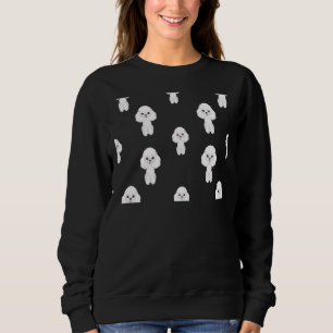 Sudadera Un patrón de caniche en miniatura blanco