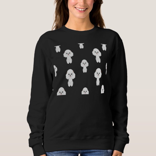 Sudadera Un patrón de caniche en miniatura blanco (Anverso)