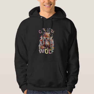 Sudadera un pequeño lobo lindo con flores lobos lindos anim